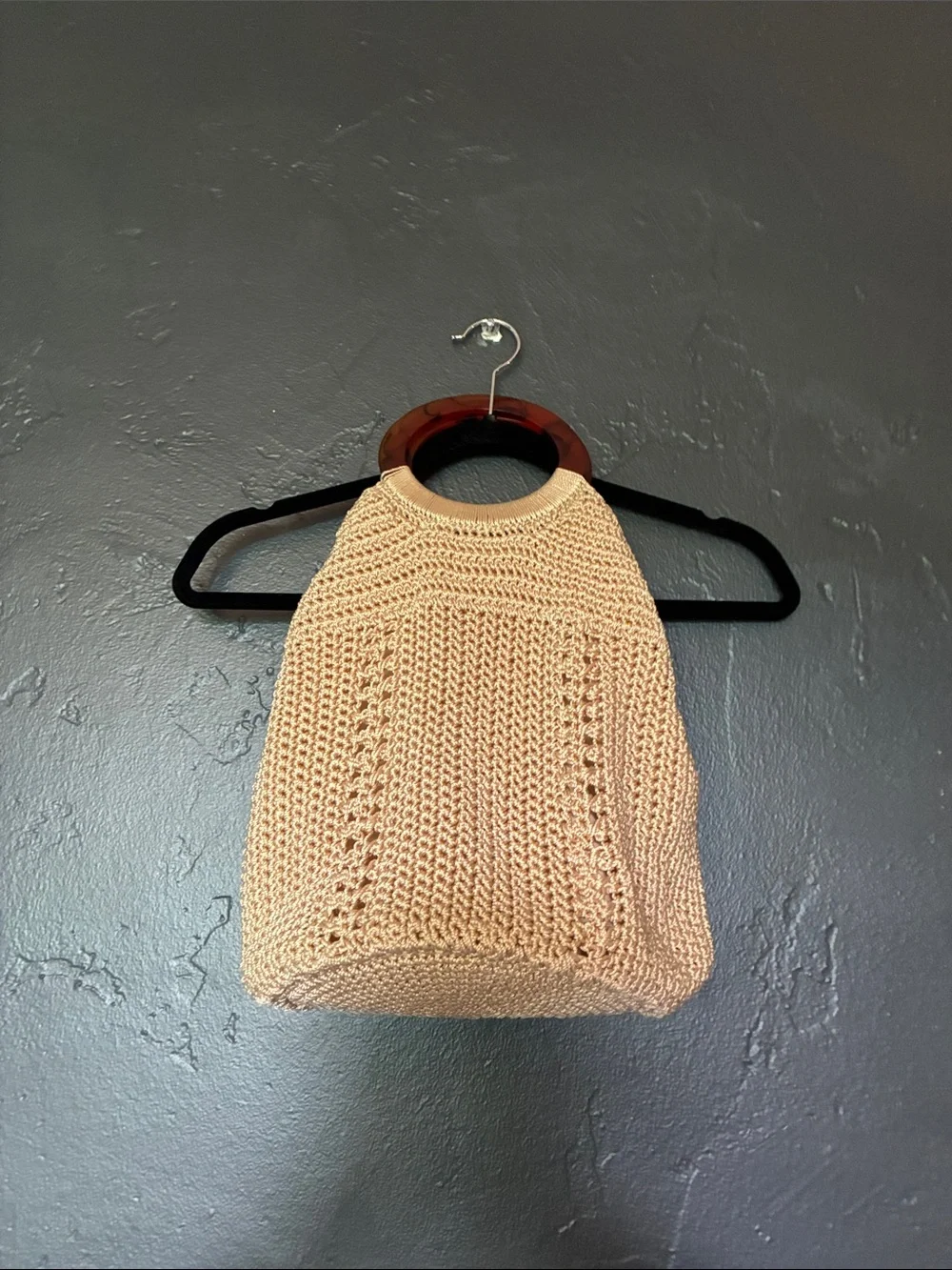 Beige Knit Halter Sweater Top - Women